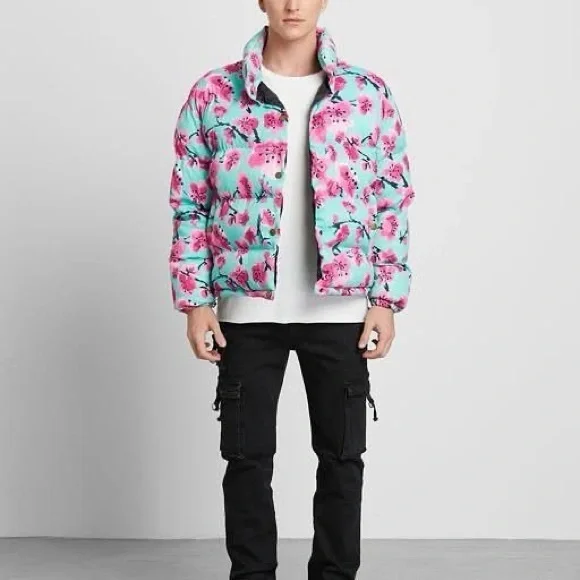 Arizona Green Tea floral Puffer Jacket / Coat - Picture 2 of 13